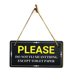 Please Do Not Flush Anything Except Toilet Paper 5x10 Hanging Plus Wall or Door Sign | Home & Office Decor