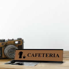 Cafeteria Brown, black frame, Desk Sign (2x8")