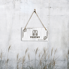 Vestry 5x10 Hanging Plus Wall or Door Sign | Religious Rustic Wood Sign