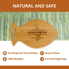 Designs ByLITA Personalized Bamboo Fish Shaped Cutting Board, Customizable Kitchen Chopping Board (9 Design Options) - 14" x 8.5"