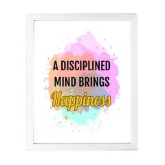 Designs ByLITA A Disciplined Mind Brings Happiness, Framed Wall Art Print | Buddhist Quotes Motivational Decor