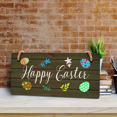 Happy Easter 5x10 Hanging Wall or Door Sign | Religious Home Decor