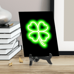 Clover Neon Graphic Style Table Sign with Acrylic Stand (6x8“) | Live Streamer Gaming Themed Decoration