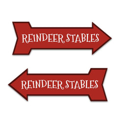 Arrow Shape Plus Reindeer Stables 12x4" Wall or Door Sign | Christmas Holiday Decoration