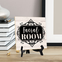Facial Room 5"x 5" Square Table Sign With Acrylic Easel | Home & Office Decor