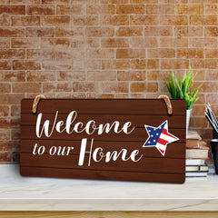 Welcome to our Home 5x10 Hanging Plus Wall or Door Sign | Family Home Decor