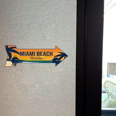 Arrow Shape Plus Miami Beach, Florida 12x4" Wall or Door Sign | Stylish Famous US Beach Souvenirs