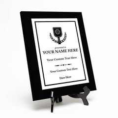 Pickleball Competition Customizable Black Frame Award Plaque | Easel Mount Option | Achievement and Recognition Personalizable Plaques