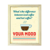 Signs ByLITA What’s the difference between iced coffee and hot coffee? Your Mood, UNFRAMED Print Inspirational Wall Art
