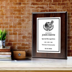 Thank You For Your Service Military and First Responders Customizable Award Plaque |Easel Mount Option | Patriotic Recognition of Achievement and Service Personalizable Plaques