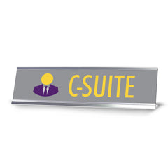 C-Suite Grey, Silver Frame, Desk Sign (2x8")