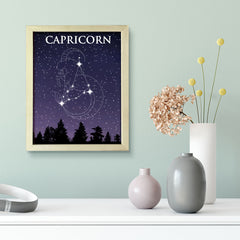 Designs ByLITA Capricorn Zodiac Sign Night Sky, Wall Print Art | Home and Office Decor | Astrology Star Sign Bedroom Decoration | Perfect Gift