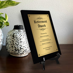 Signs ByLITA Customizable Retirement Award Wooden Plaque with Easel Stand, Engraved Gift for Employees, Organization members and Corporate Awards