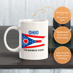 Designs ByLITA Ohio: The Buckeye State 11oz Plastic or Ceramic Coffee Mug| States Flag Collection Mug