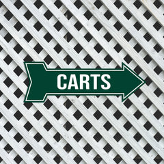 Arrow Shape Carts 12x4" Wall or Door Sign | Golf Signage