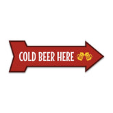 Arrow Shape Plus Cold Beer Here 12x4" Wall or Door Sign | Christmas Holiday Decoration