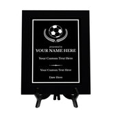 Soccer Customizable Black Frame Wooden Award Plaque | Easel Mount Option | Achievement and Recognition Personalizable Plaques