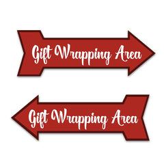 Arrow Shape Plus Gift Wrapping Area 12x4" Wall or Door Sign | Christmas Holiday Decoration