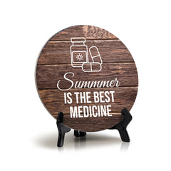 Signs ByLITA Circle Summer Is The Best Medicine Summer Table Sign (5x5")