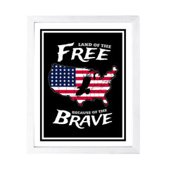 Designs ByLITA Land of The Free Because of the Brave, Wall Print Art | USA Patriotic Decoration (Unframed or Framed)