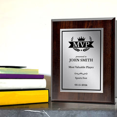 MVP (Most Valuable Player) Customizable Award Plaque | Easel Mount Option | Achievement and Recognition Personalizable Plaques