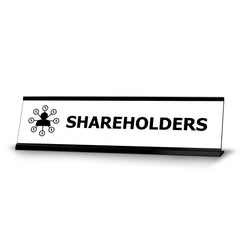 Shareholders, Black Frame Desk Sign (2 x 8")