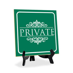 Private 5"x 5" Square Table Sign With Acrylic Easel | Home & Office Decor