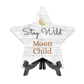 Sign ByLITA Stay Wild, Moon Child, Wood Color, Star Bathroom Table Sign (6"x5")