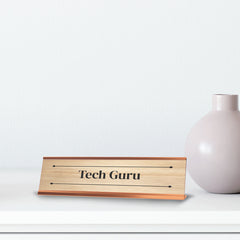 Tech Guru Rose Gold Frame Desk Sign (2x8") | Novelty Workplace and Home Office Decoration For Him
