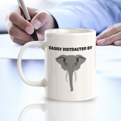 Easily Distracted By Elephants 11oz Plastic/Ceramic Coffee Mug | Funny Animal Mugs