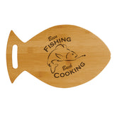 Designs ByLITA Been Fishing Back Cooking 14 x 8.5" Fish Shape Cutting Board | Kitchen Chopping Board