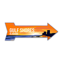 Arrow Shape Plus Gulf Shores, Alabama 12x4" Wall or Door Sign | Stylish Famous US Beach Souvenirs
