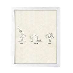 Chair, Cat Cow, Crane Yoga Pose, FRAMED Print Yoga Wall Art