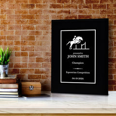 Equestrian and Horse Riding Customizable Black Frame Wooden Award Plaque | Easel Mount Option | Personalizable Plaques | Sport and Athletic Competition Award