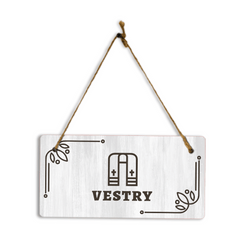 Vestry 5x10 Hanging Plus Wall or Door Sign | Religious Rustic Wood Sign