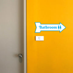 Arrow Shape Bathroom 12x4" Wall or Door Sign | Restrooms Signage