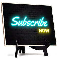 Subscribe Now Neon Style (8x6") Table Sign With Acrylic Easel | Live Streaming Recording Neon Decoration | For Gamers