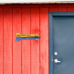 Arrow Shape Plus Santa Monica Beach, California 12x4" Wall or Door Sign | Stylish Famous US Beach Souvenirs