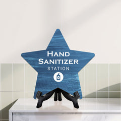 Sign ByLITA Hand Sanitizer Station, Wood Color, Star Table Sign (6"x5")