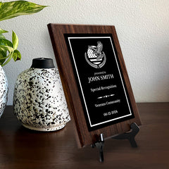 Thank You For Your Service Military and First Responders Customizable Award Plaque |Easel Mount Option | Patriotic Recognition of Achievement and Service Personalizable Plaques