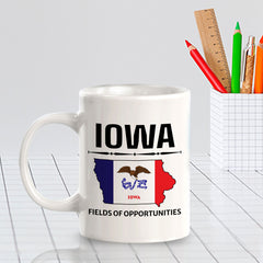 Designs ByLITA Iowa: Fields of Opportunities 11oz Plastic or Ceramic Coffee Mug | State Pride Collection