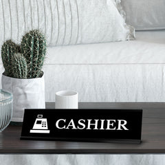 Cashier Black, Black Frame, Desk Sign (2x8")
