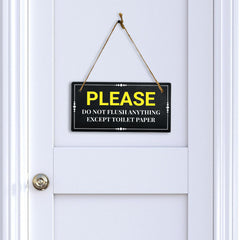 Please Do Not Flush Anything Except Toilet Paper 5x10 Hanging Plus Wall or Door Sign | Home & Office Decor
