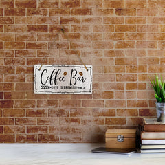 Coffee Bar Love Is Brewing 5x10 Hanging Plus Wall or Door Sign | Home Decor