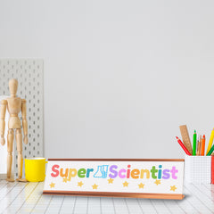 Signs ByLITA Super Scientist Award, Gold Frame, Desk Sign (2x8")