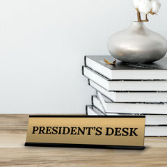 Signs ByLITA President's Desk Office Decoration Gift Black Frame Desk Sign (2x8")