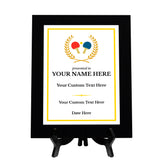 Table Tennis Customizable Black Frame Wooden Award Plaque | Easel Mount Option | Achievement and Recognition Personalizable Plaques | Sports Award