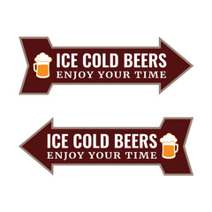 Arrow Shape Ice Cold Beers Enjoy Your Time 12x4" Wall or Door Sign | Funny Home Decor | Shop Décor
