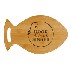 Designs ByLITA Hook Line and Sinker 14 x 8.5" Fish Shape Cutting Board | Kitchen Chopping Board