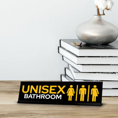 Signs ByLITA Unisex Bathroom Black Frame, Desk Sign (2x8")